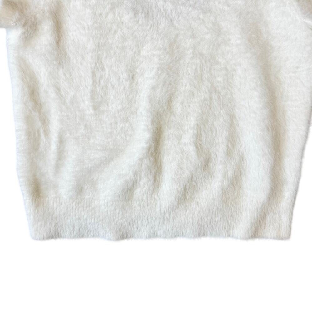 Anthropologie Maeve Women's Cream Mock Neck Eyelash Sweater‎ Tee Back Cutout - M - Picture 5 of 10